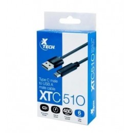 Cable  Xtech con Conector Tipo C Macho a USB 2.0 A Macho 1,8 metros XTC-510