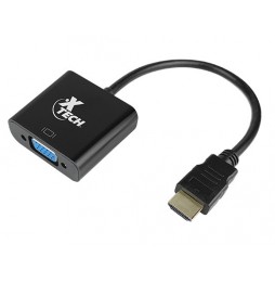 Adaptador HDMI Macho a VGA Hembra Xtech, Resolución 1080p, 5Gbps, 24 cm