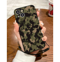 Carcasa Funda para iPhone de camuflaje + Tira de mano