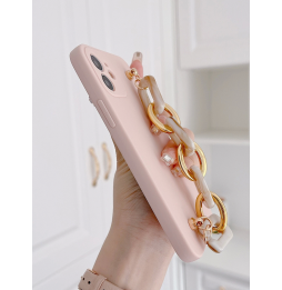 Carcasa Funda para iPhone con tira de mano de cadena