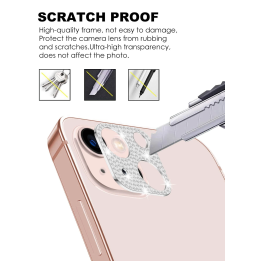 Protector Vidrio Templado con Diseño de Diamantes para Lente de Cámara de iPhone