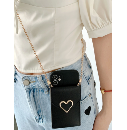 Carcasa Funda para iPhone con Monedero y Cadena Colgante
