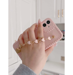 Carcasa Funda para iPhone con tira de mano de Corazones