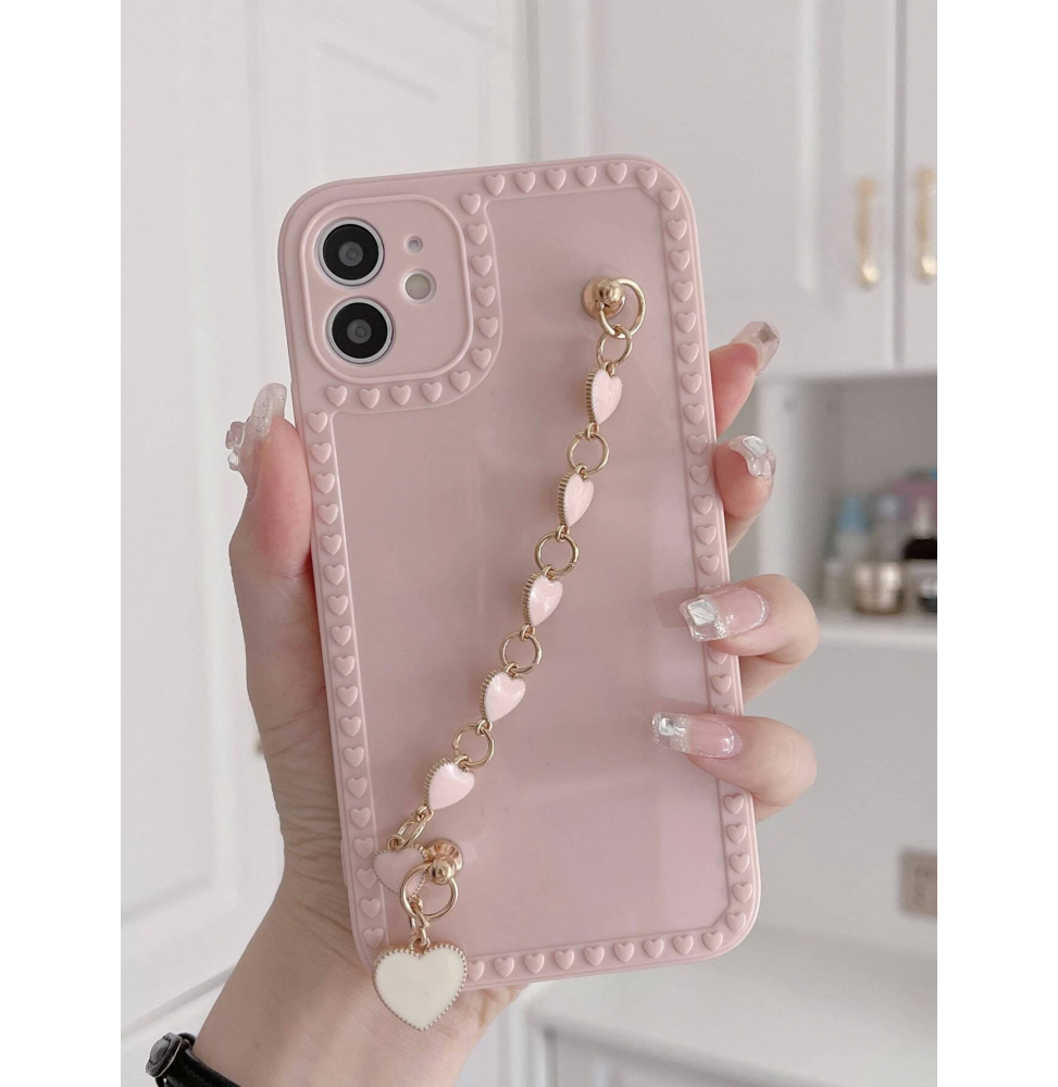 Carcasa Funda para iPhone con tira de mano de Corazones