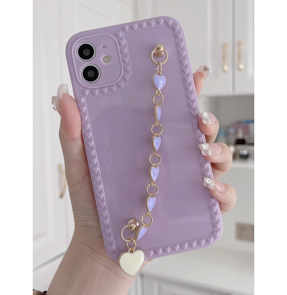 Carcasa Funda para iPhone con tira de mano de Corazones