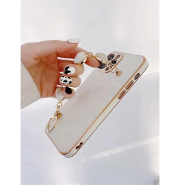 Carcasa Funda para iPhone con correa de muñeca de corazones