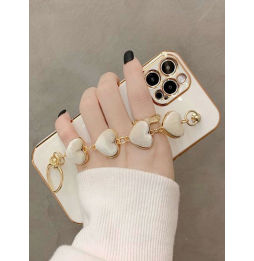 Carcasa Funda para iPhone con correa de muñeca de corazones