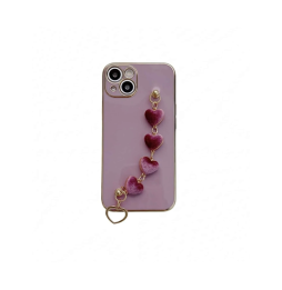 Carcasa Funda para iPhone con correa de muñeca de corazones