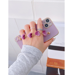 Carcasa Funda para iPhone con correa de muñeca de corazones