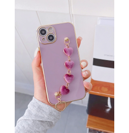 Carcasa Funda para iPhone con correa de muñeca de corazones
