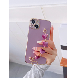 Carcasa Funda para iPhone con correa de muñeca de corazones