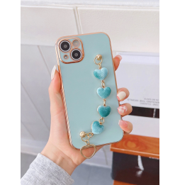 Carcasa Funda para iPhone con correa de muñeca de corazones