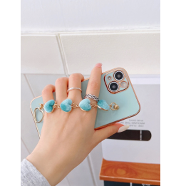 Carcasa Funda para iPhone con correa de muñeca de corazones