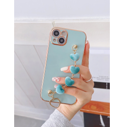 Carcasa Funda para iPhone con correa de muñeca de corazones