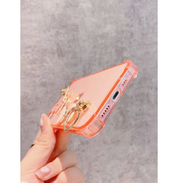 Carcasa Funda para iPhone Transparente con tira de mano de corazones