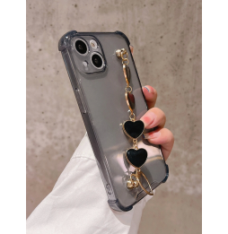 Carcasa Funda para iPhone Transparente con tira de mano de corazones