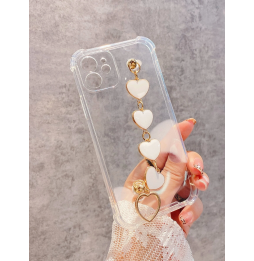 Carcasa Funda para iPhone Transparente con tira de mano de corazones