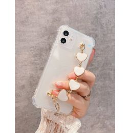 Carcasa Funda para iPhone Transparente con tira de mano de corazones