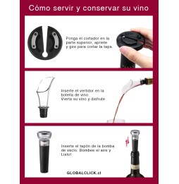 Set Sacacorchos Descorchador Eléctrico de Vinos 4 Piezas